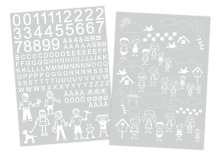 Postkassestickers med tal, bogstaver og figurer hvid